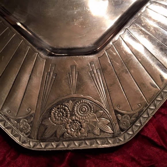 Stunning Art Deco Silver Plate floral square tray - Picture 2 of 6